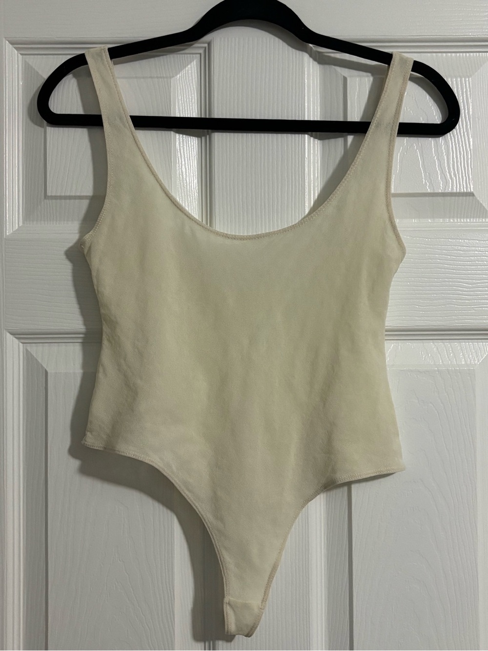 Sheer Cream Scoop Neck Bodysuit